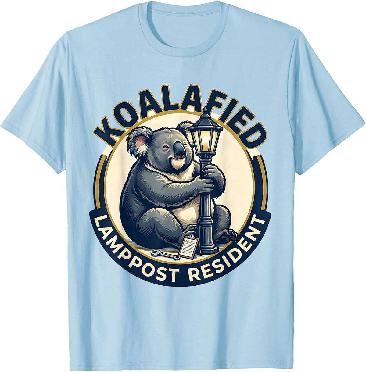 Men's Koalafied Lamppost Resident Funny Koala Lover Animal Humor T-Shirt - Baby Blue