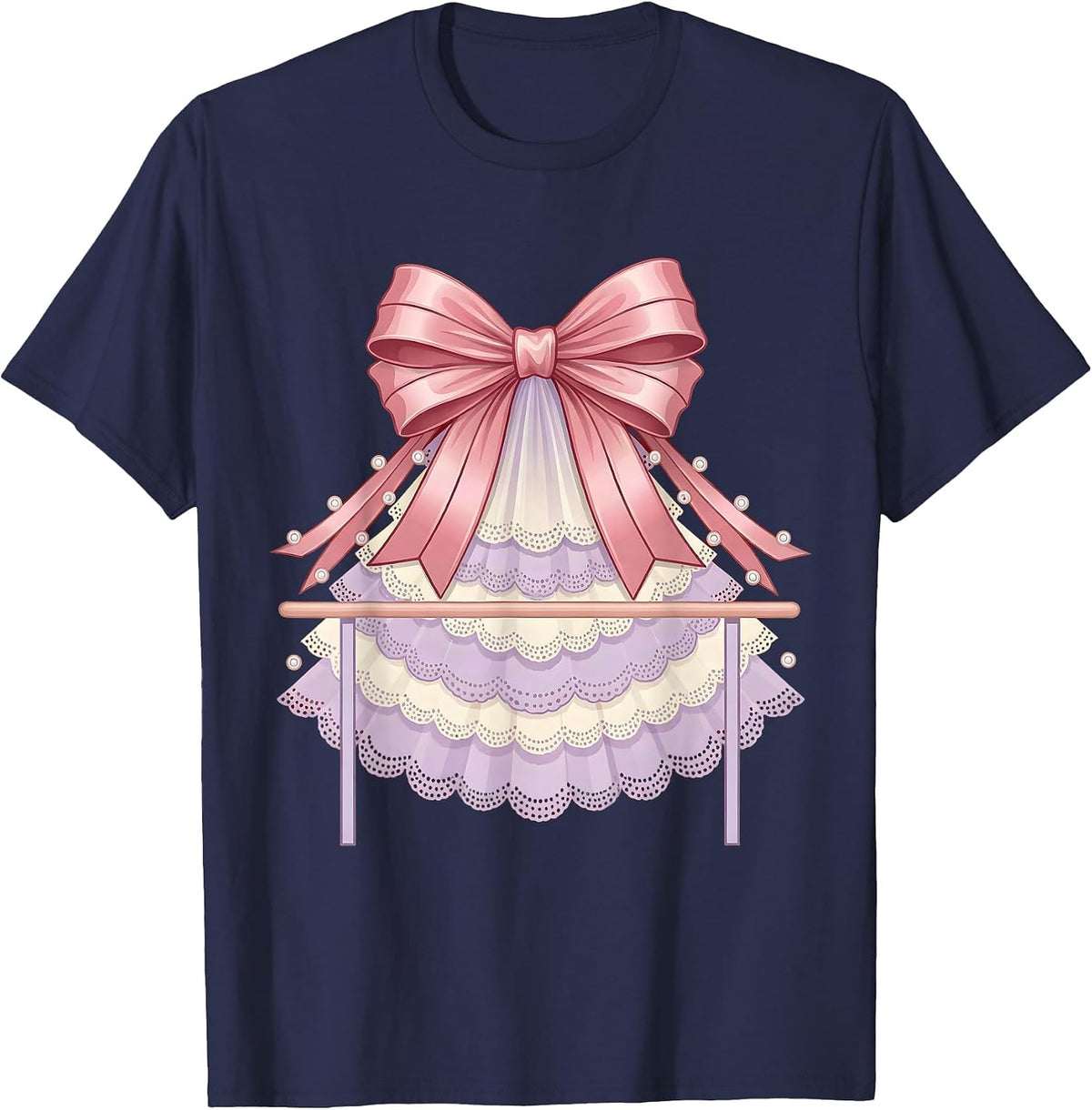 Men's Balletcore Tulle Skirt Ballet Barre Graphic T-Shirt - Navy Blue