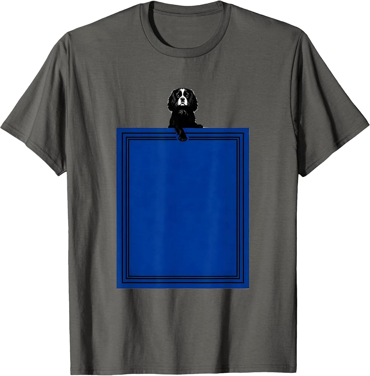 Men's Cavalier King Charles Spaniel Blenheim Silhouette Pet Pride T-Shirt - Asphalt Grey