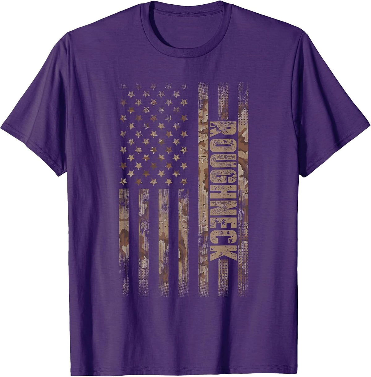 Roughneck American Flag Oilfield T-Shirt - Purple