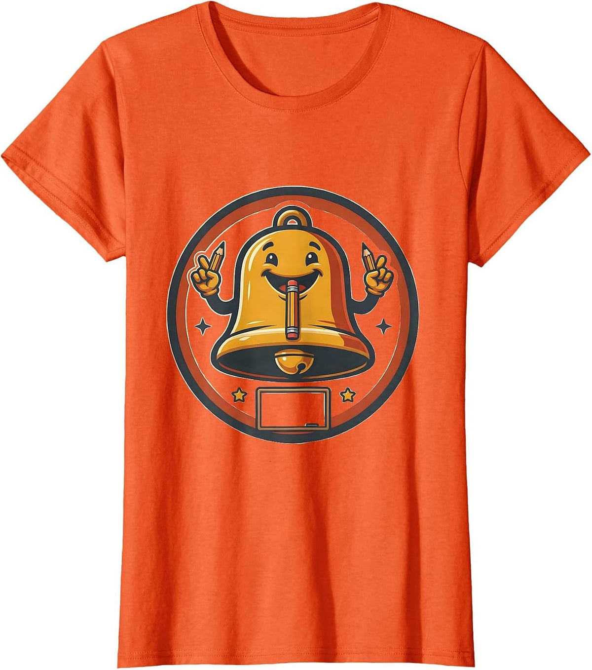 Christmas Bell Teacher Humor Classroom Mascot Logo T-Shirt - Orange