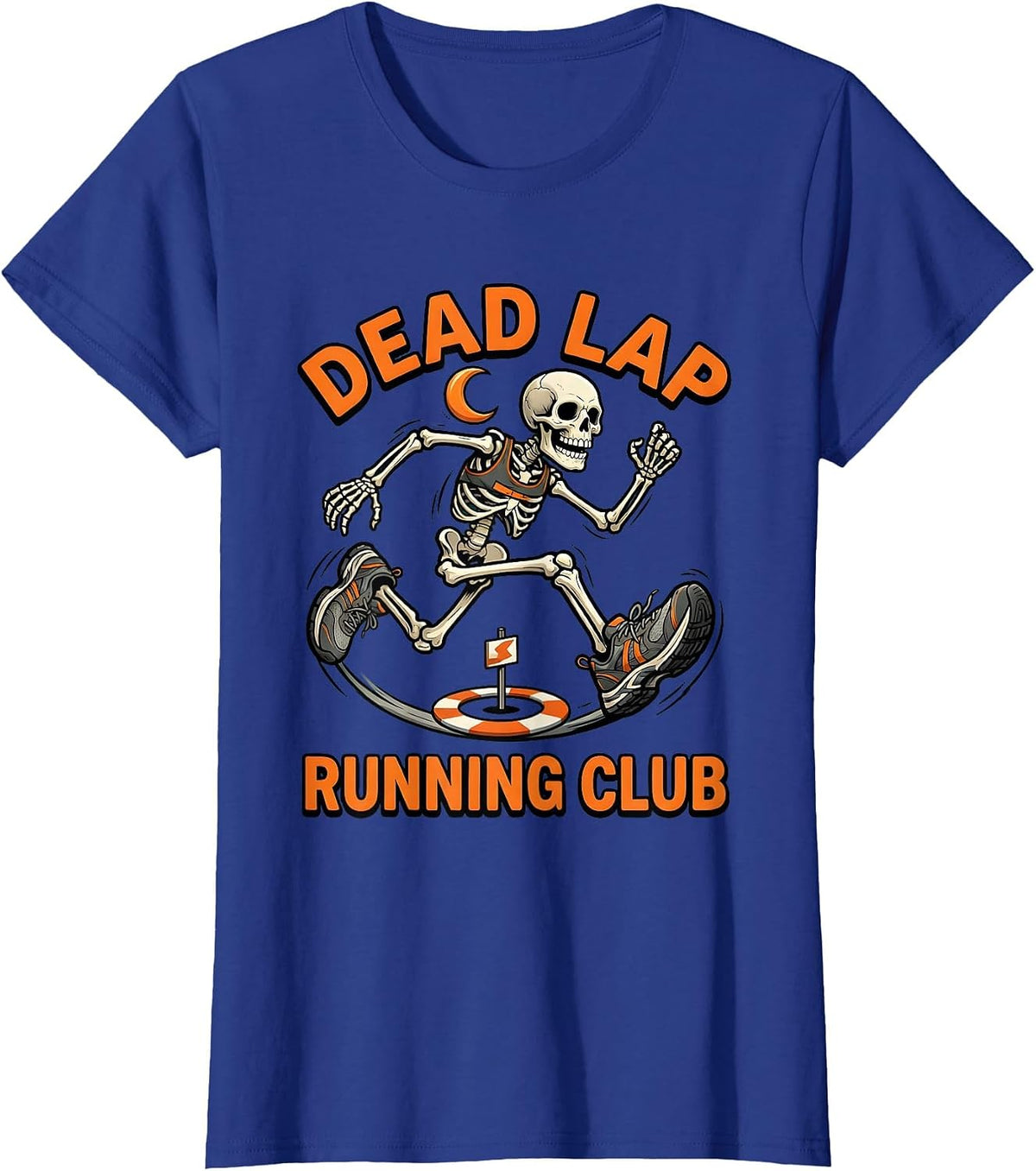 Women's Dead Lap Running Club Funny Halloween Skeleton Runner T-Shirt - Royal Blue