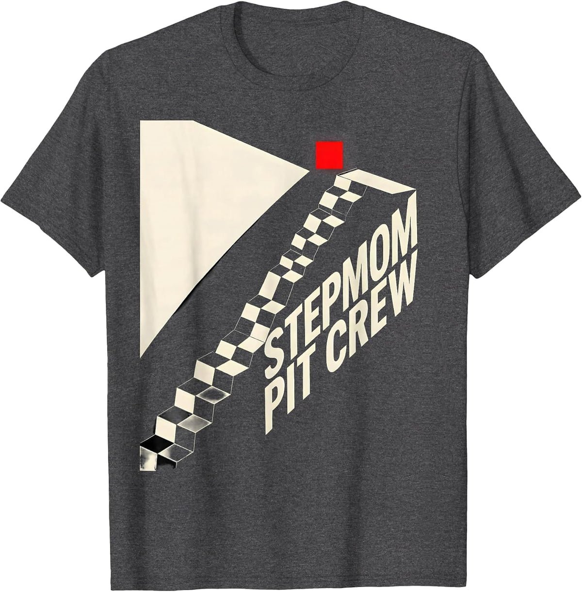 Men's Stepmom Pit Crew Constructivist Poster Race Car Birthday T-Shirt - Dark Heather Grey