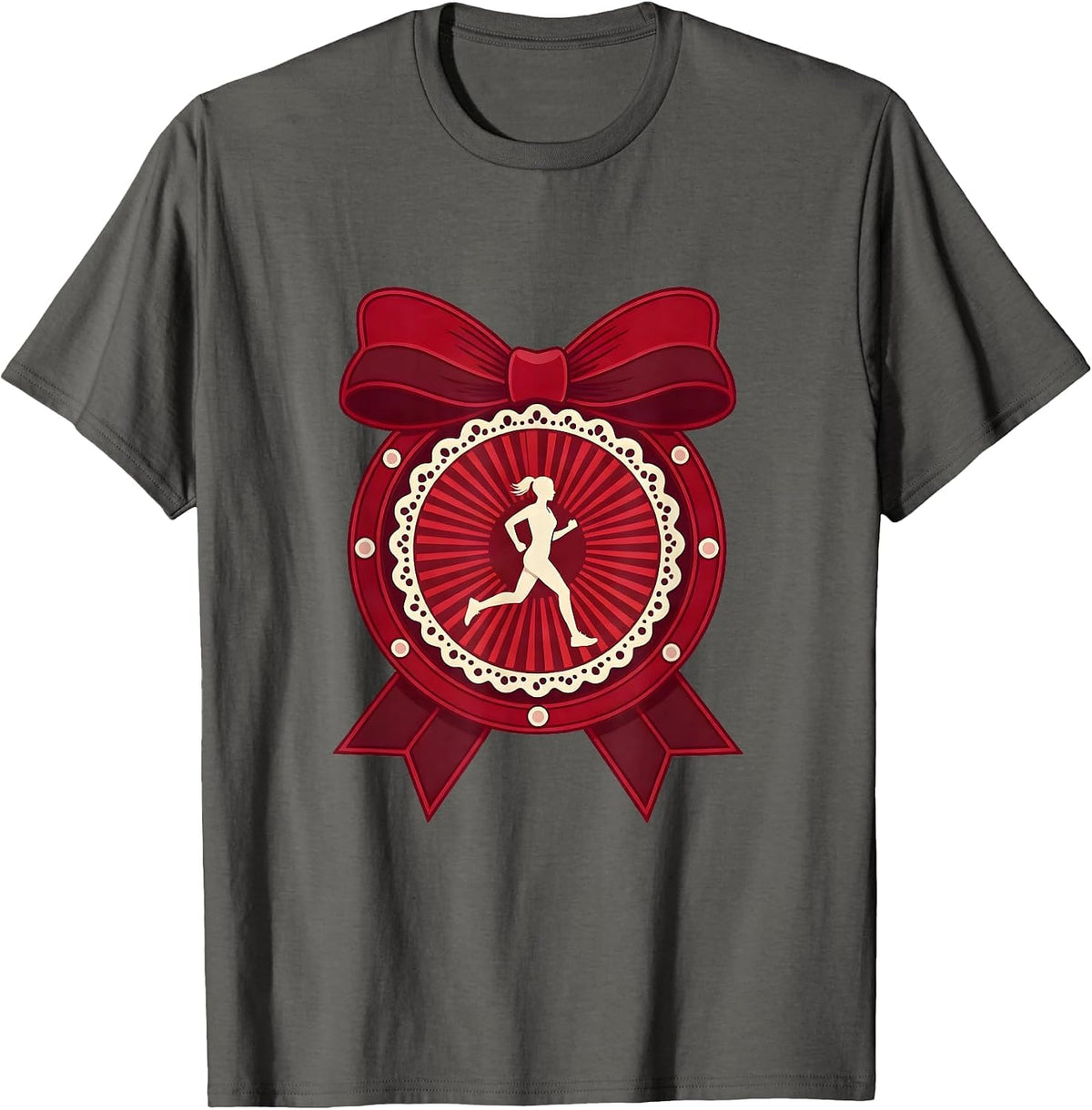 Men's Runner Silhouette Sun Circle Athleisure Design T-Shirt - Asphalt Grey