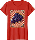 Women's Red White and Blueberry Pie Picnic Illustration T-Shirt - Red