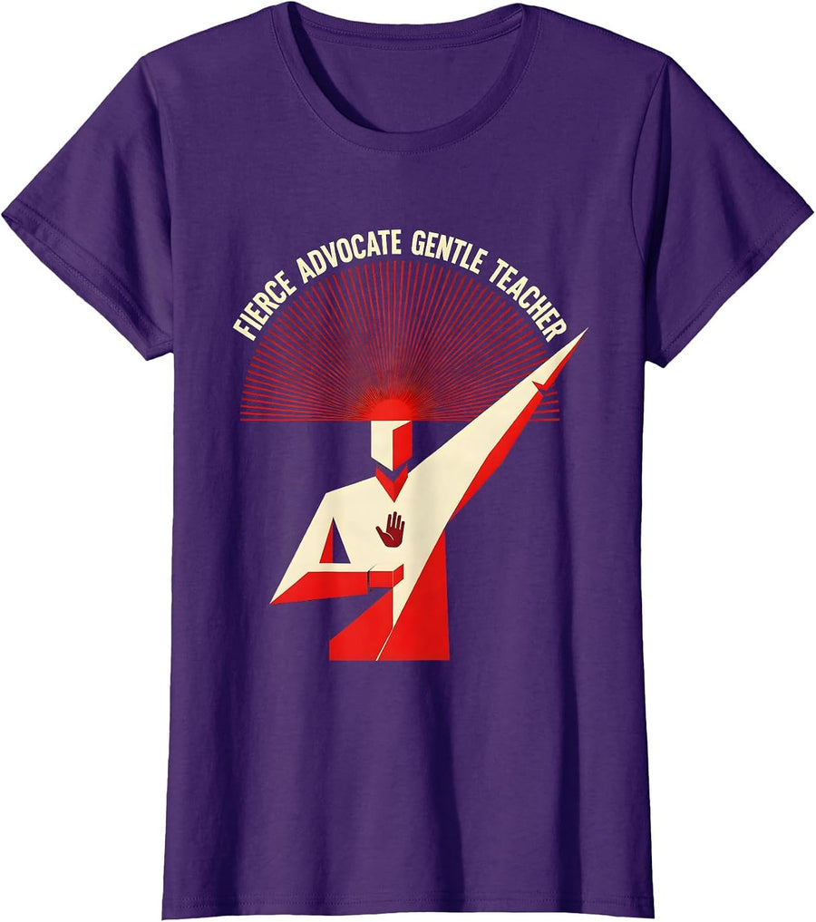 Women's Fierce Advocate Gentle Teacher Sped Design T-Shirt - Purple