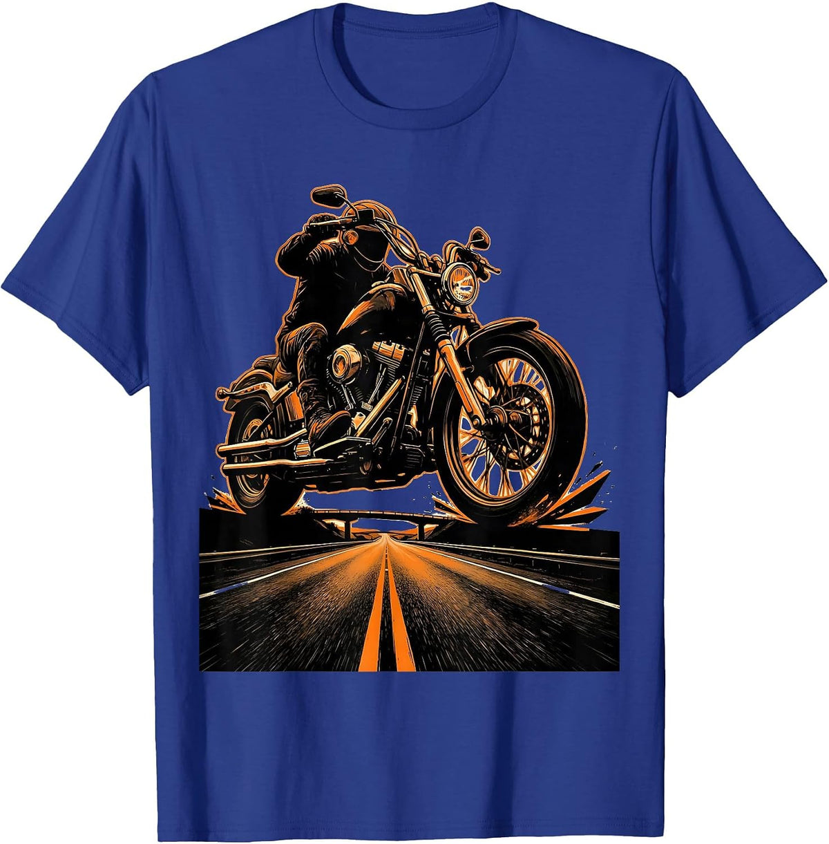Men's Freedom Rider Motorcycle Open Road Graphic T-Shirt - Royal Blue