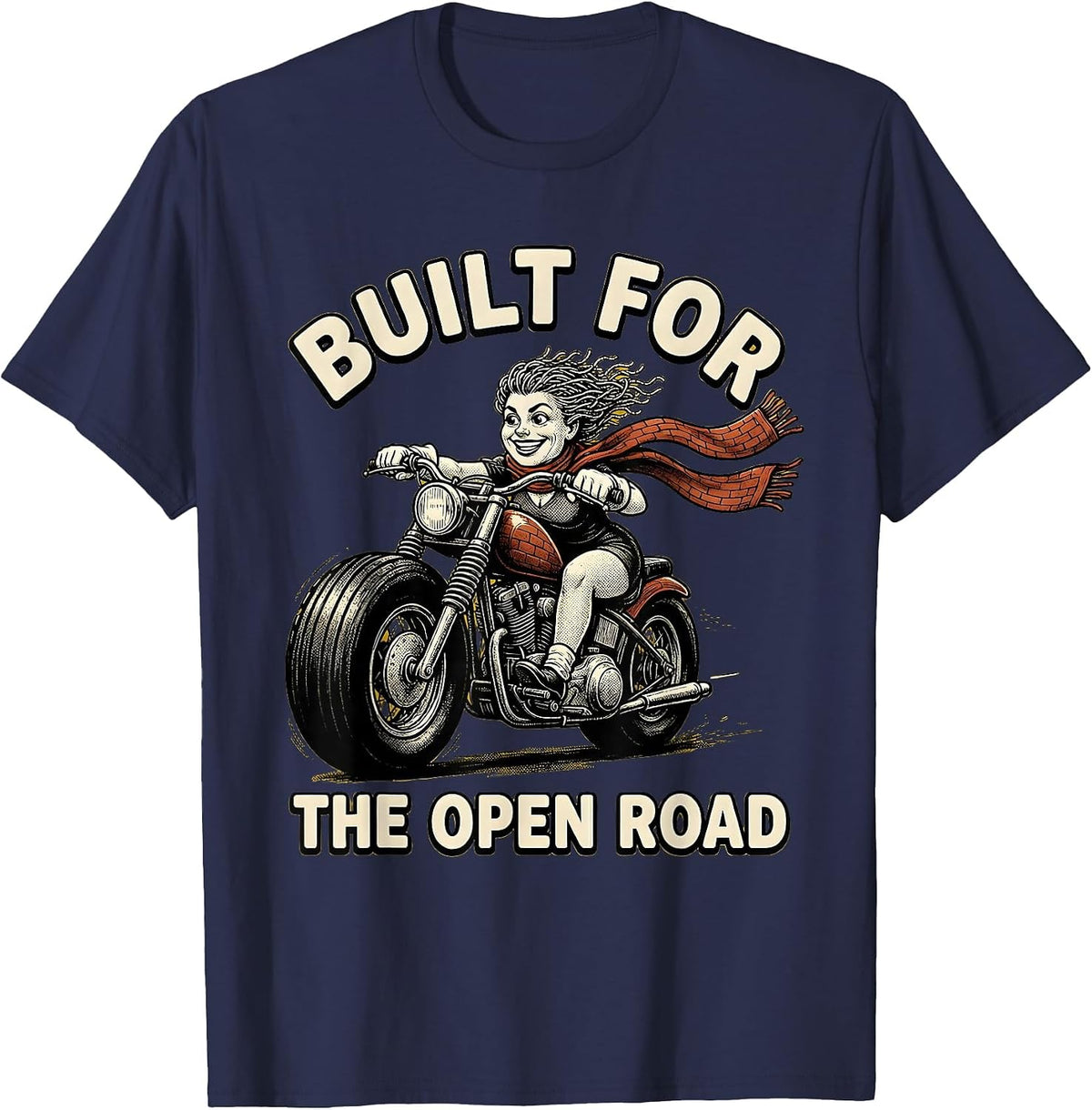 Built for the Open Road Motorcycle Design T-Shirt - Navy Blue