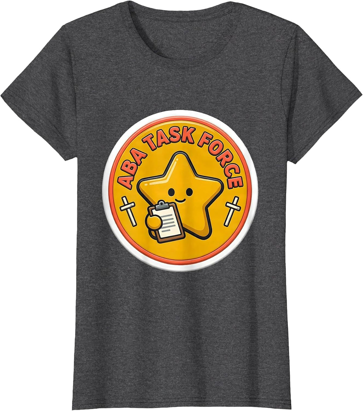 Women's ABA Task Force Retro Humor Behavior Analyst RBT ABA T-Shirt - Dark Heather Grey