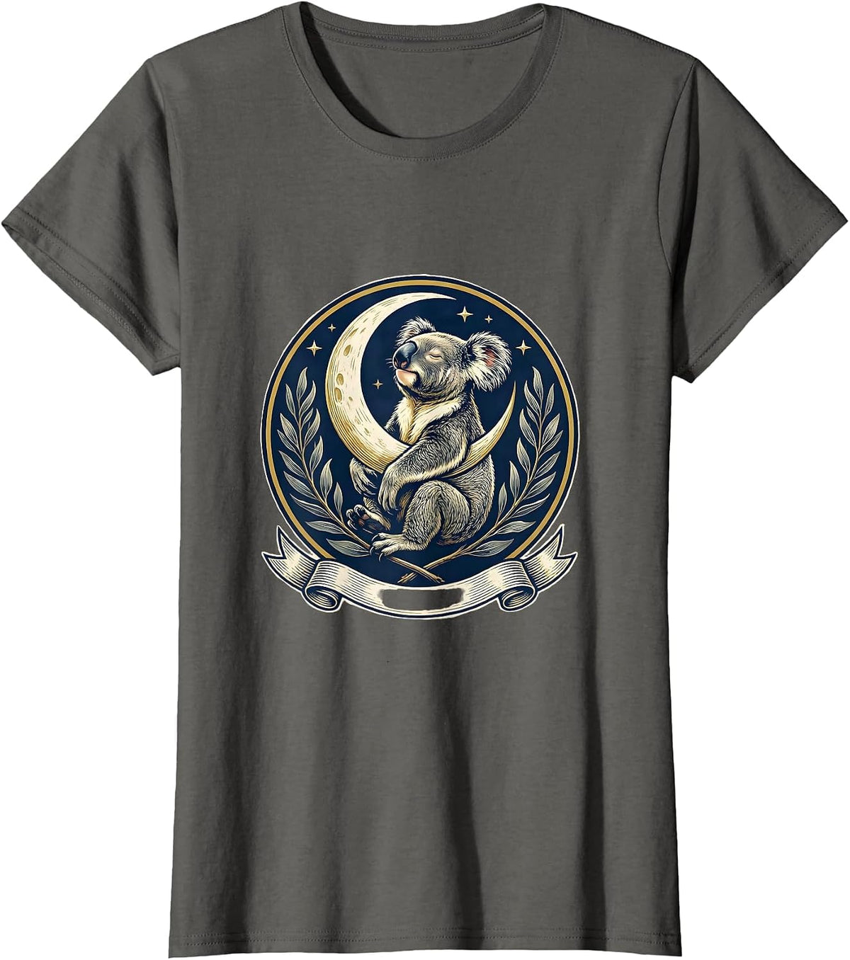 Women's Sleeping Koala Emblem Cute Animal Lover Gift T-Shirt - Asphalt Grey