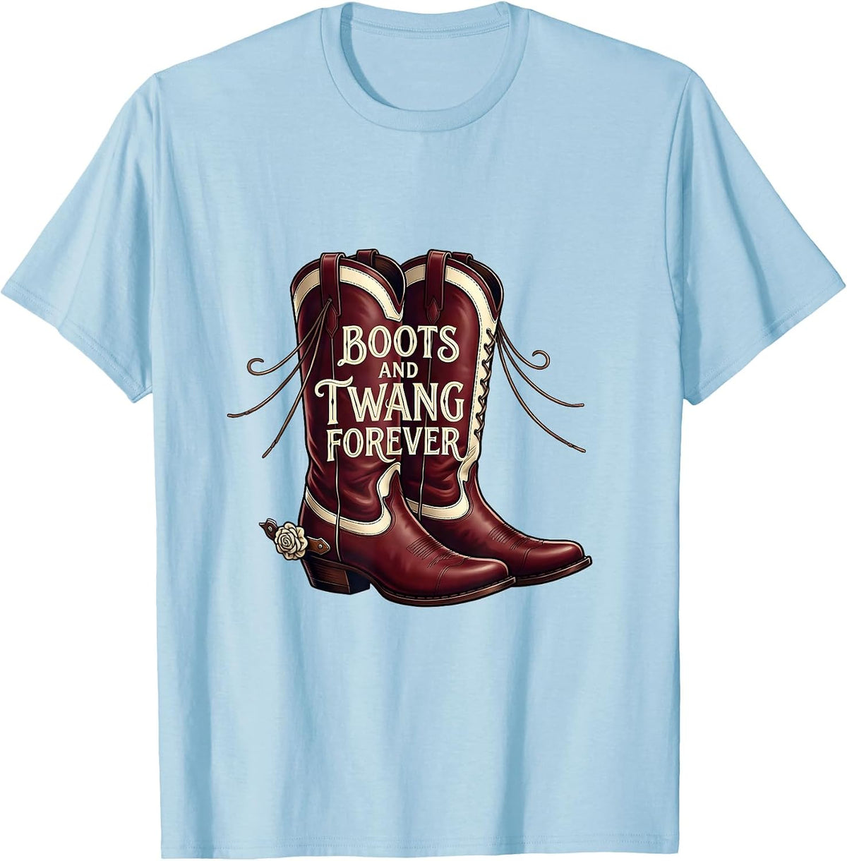 Men's Boots and Twang Forever 90s Country Design T-Shirt - Baby Blue