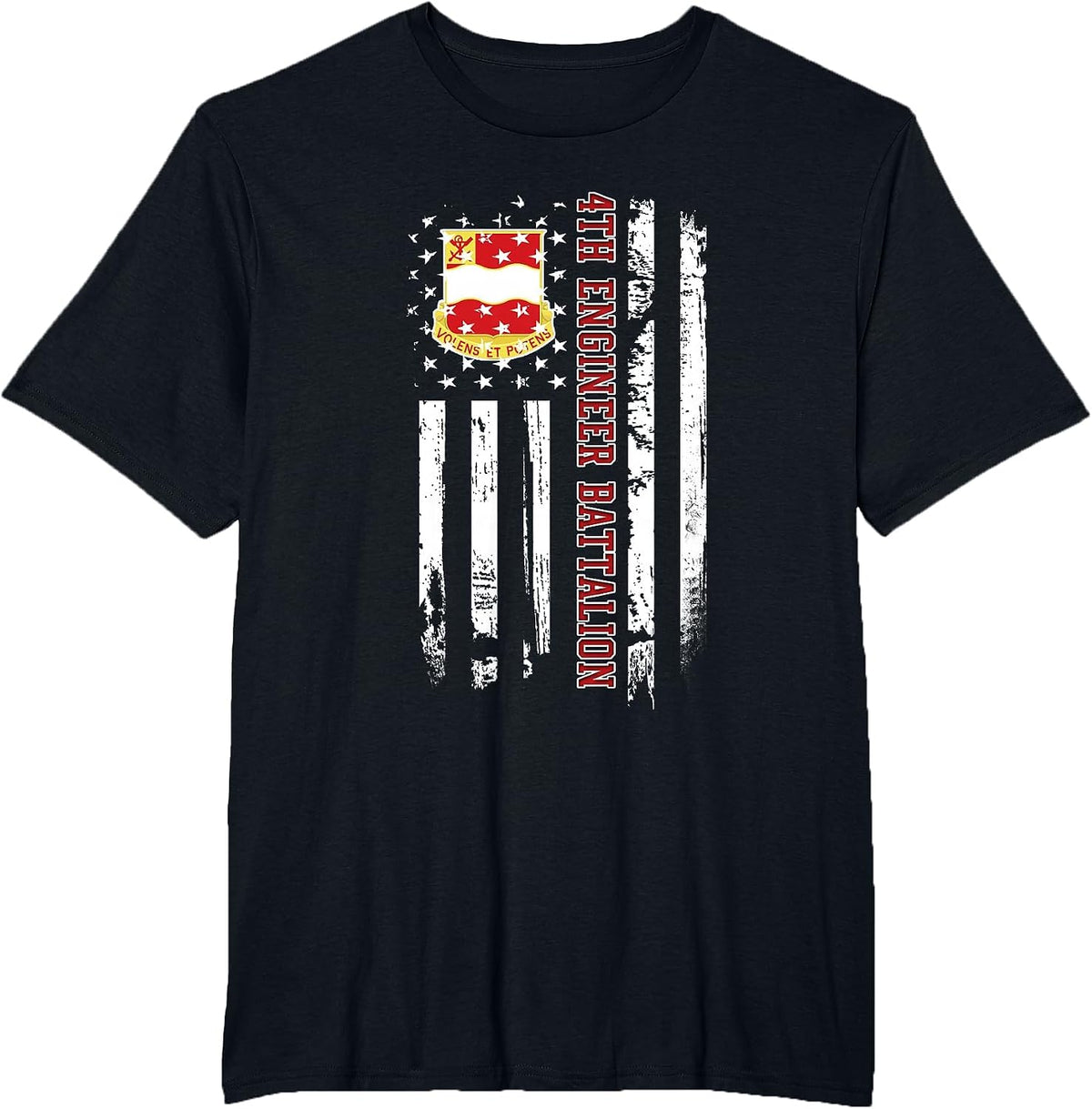 4th Engineer Battalion Veteran USA Flag Veterans Day Xmas T-Shirt - Black