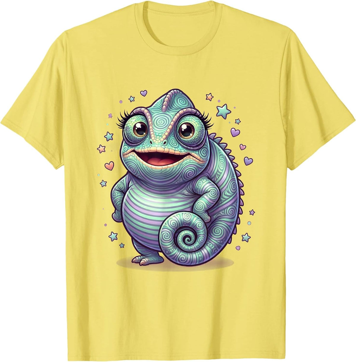 Men's Kids Tie Dye Chameleon Swirling Spiral Pattern T-Shirt - Lemon Yellow