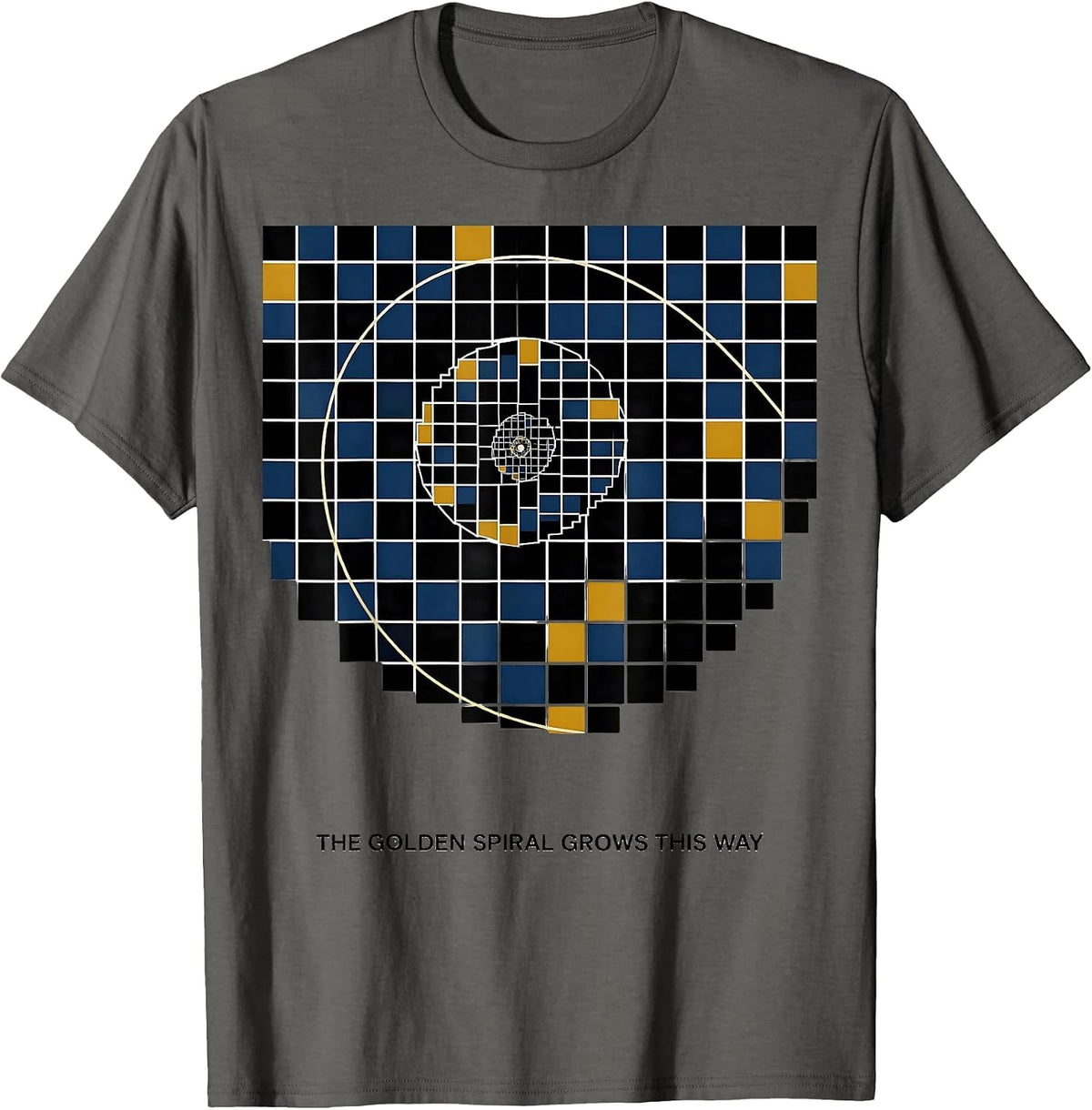 Men's The Golden Spiral Grows This Way Geometric Math Sacred T-Shirt - Asphalt Grey
