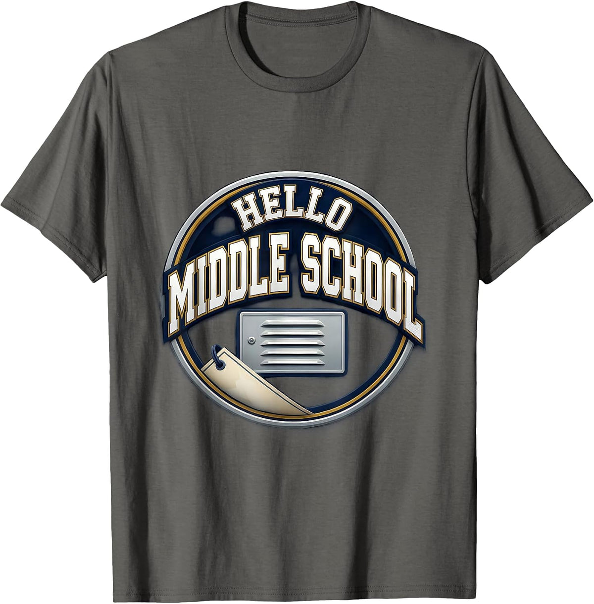 Men's Hello Middle School Sports Kids Back To School Teacher T-Shirt - Asphalt Grey