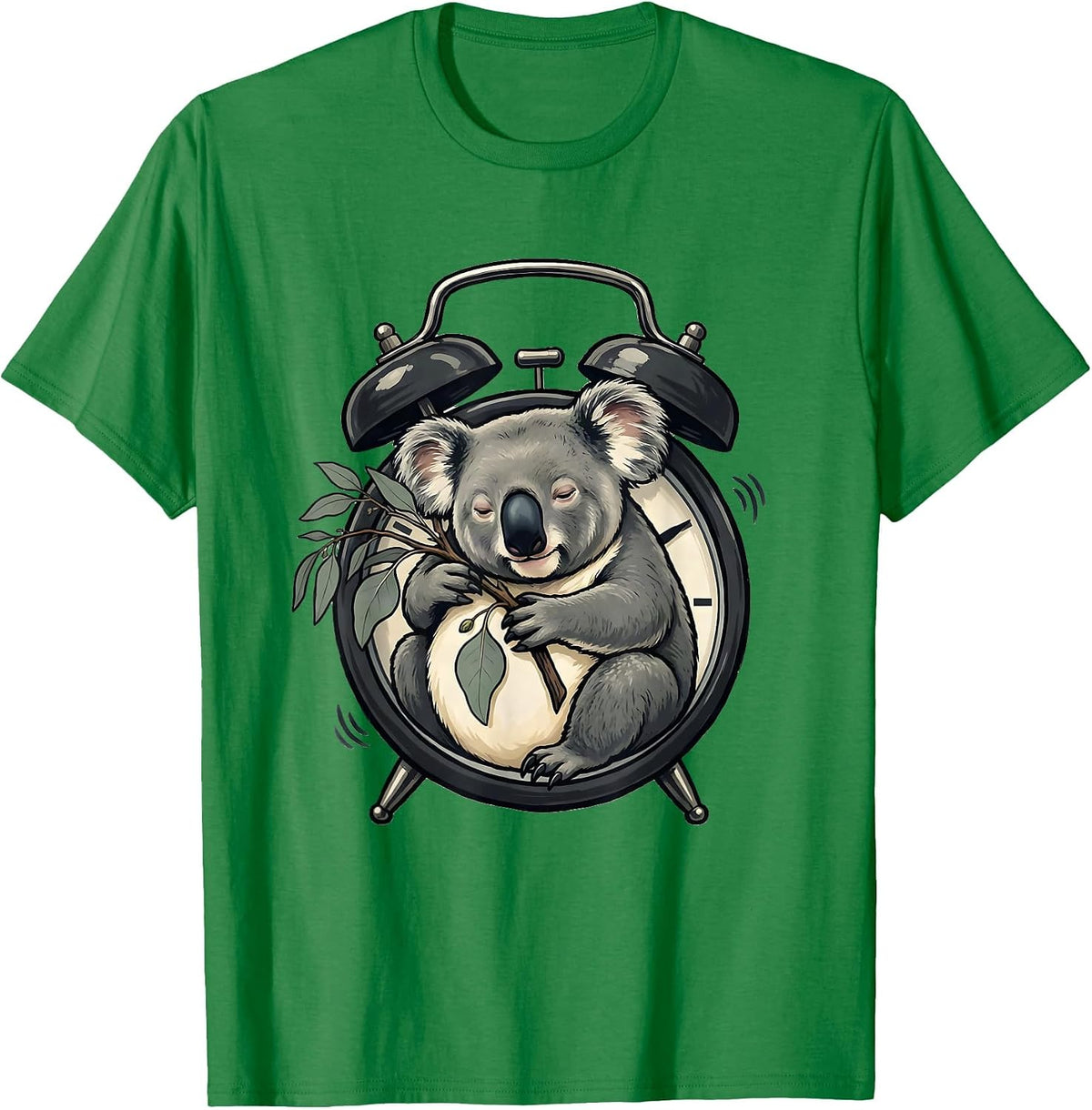 Men's Sleepy Koala Alarm Clock Cute Animal Lover Humor T-Shirt - Kelly Green
