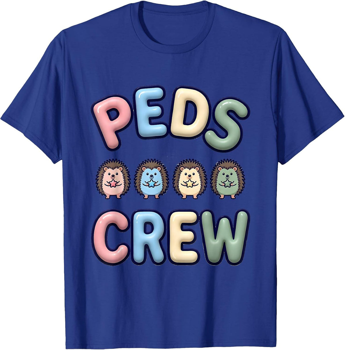 PEDS Crew Cute Hedgehog Pediatric NICU Nurse Crew Pride T-Shirt - Royal Blue