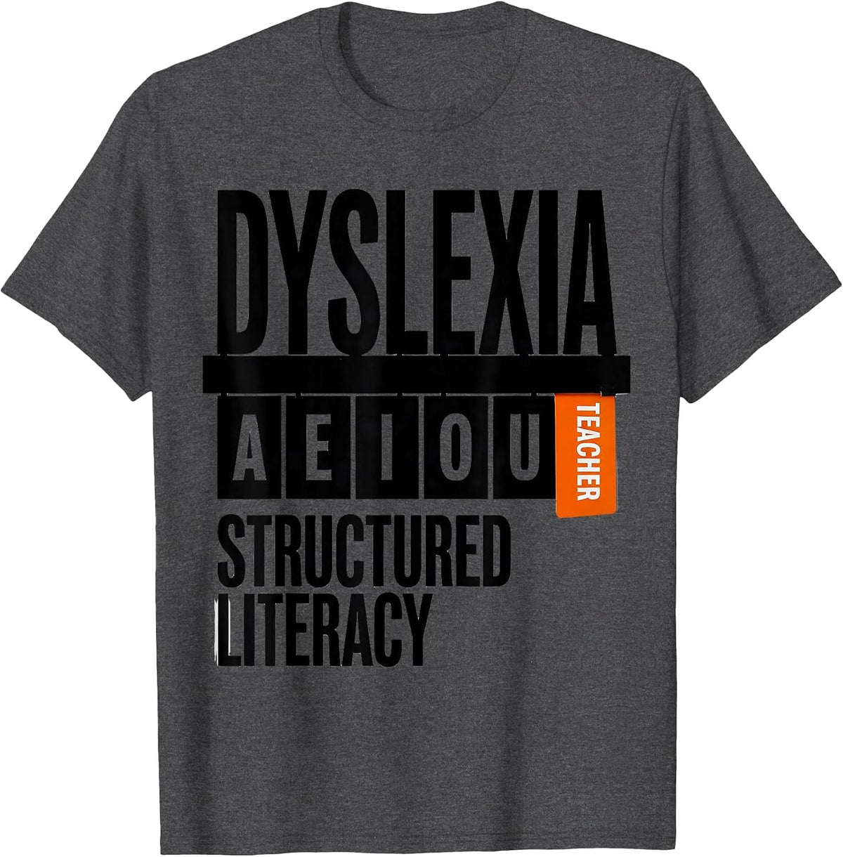 Men's Dyslexia Structured Literacy Teacher Brutalist Graphic T-Shirt - Dark Heather Grey