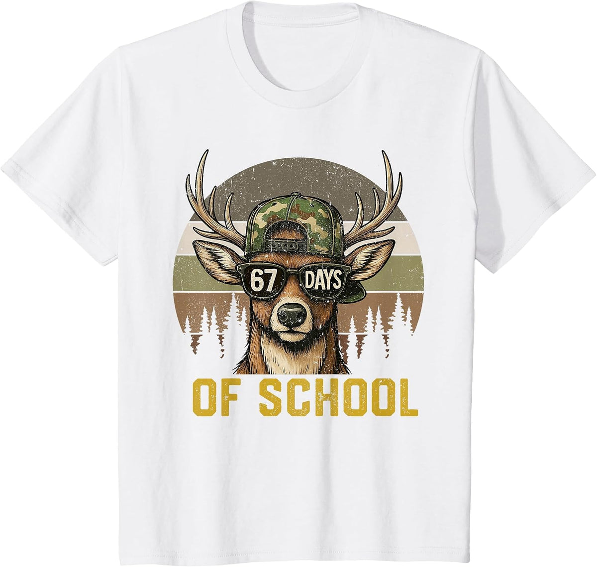 67 Days of School Deer Hunting Boy Camo Boy Girl Teacher T-Shirt - White