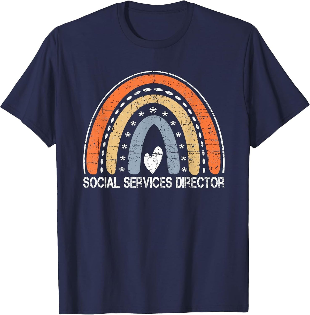 Vintage Rainbow Job Worker Funny Social Services Director T-Shirt - Navy Blue