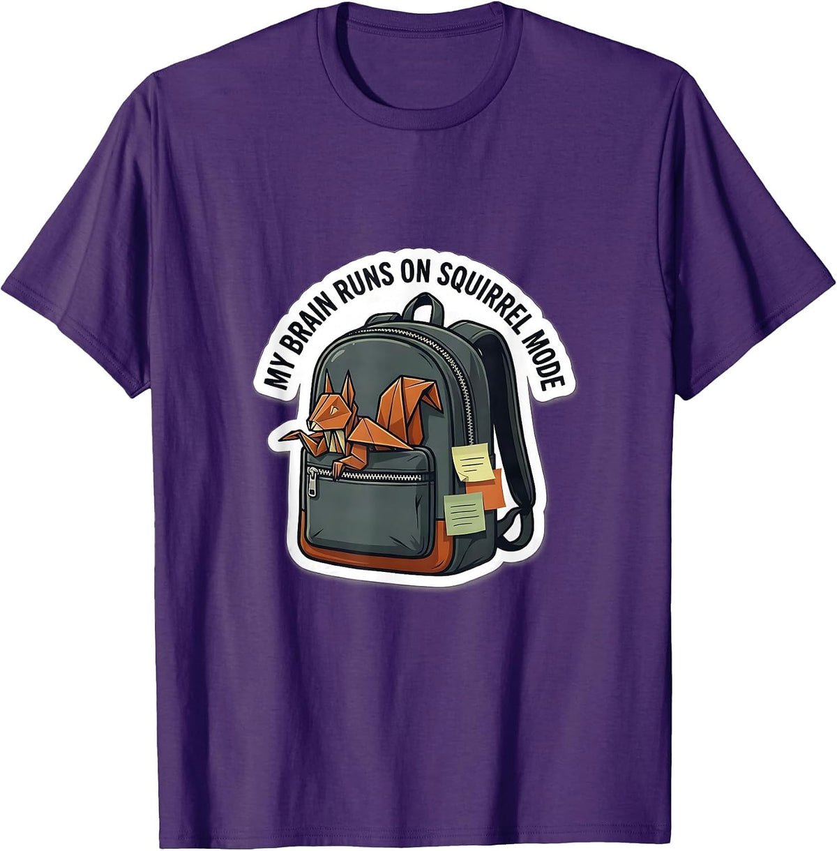 My Brain Runs On Squirrel Mode Funny ADHD Autistic T-Shirt - Purple
