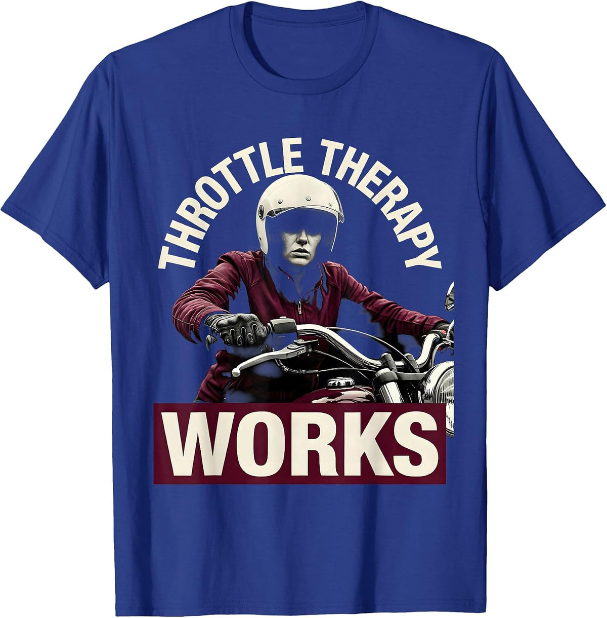 Throttle Therapy Works Motorcycle Riding Design T-Shirt - Royal Blue