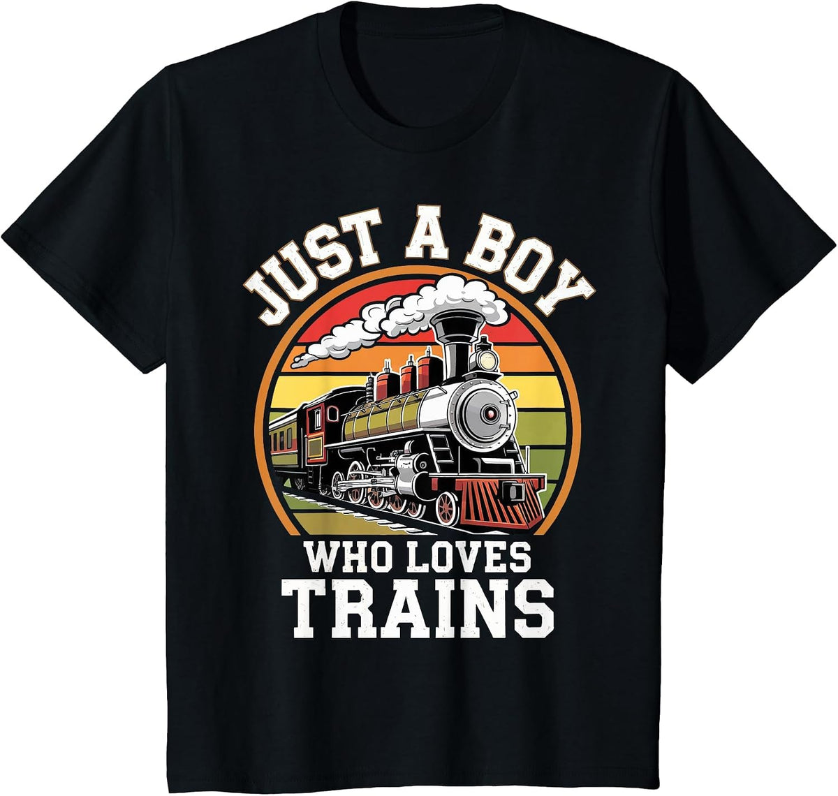 Kids Just A Boy Who Loves Trains T-Shirt - Black