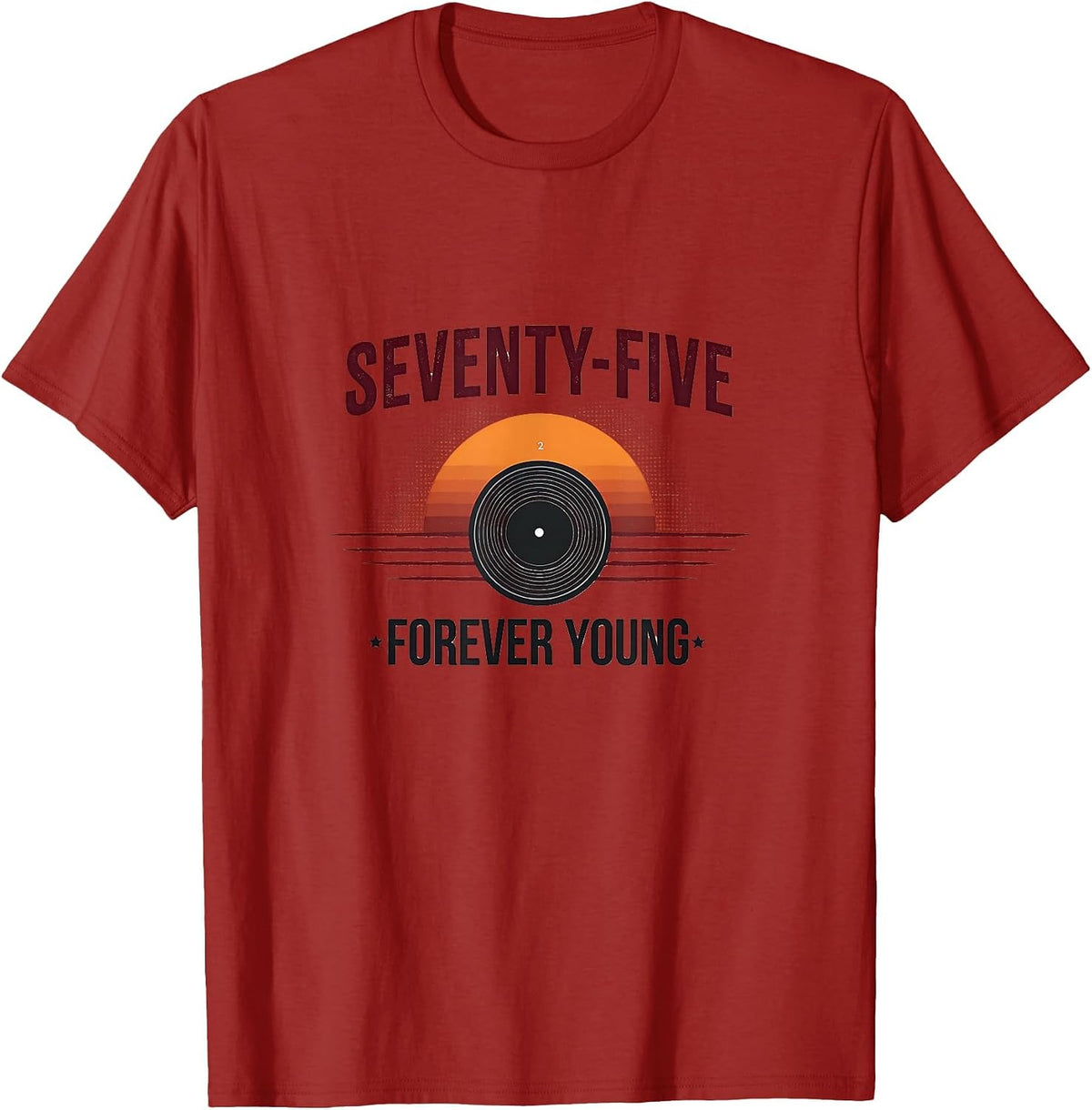 Vintage 1975 Seventy-Five Forever Young Design T-Shirt - Cranberry Red