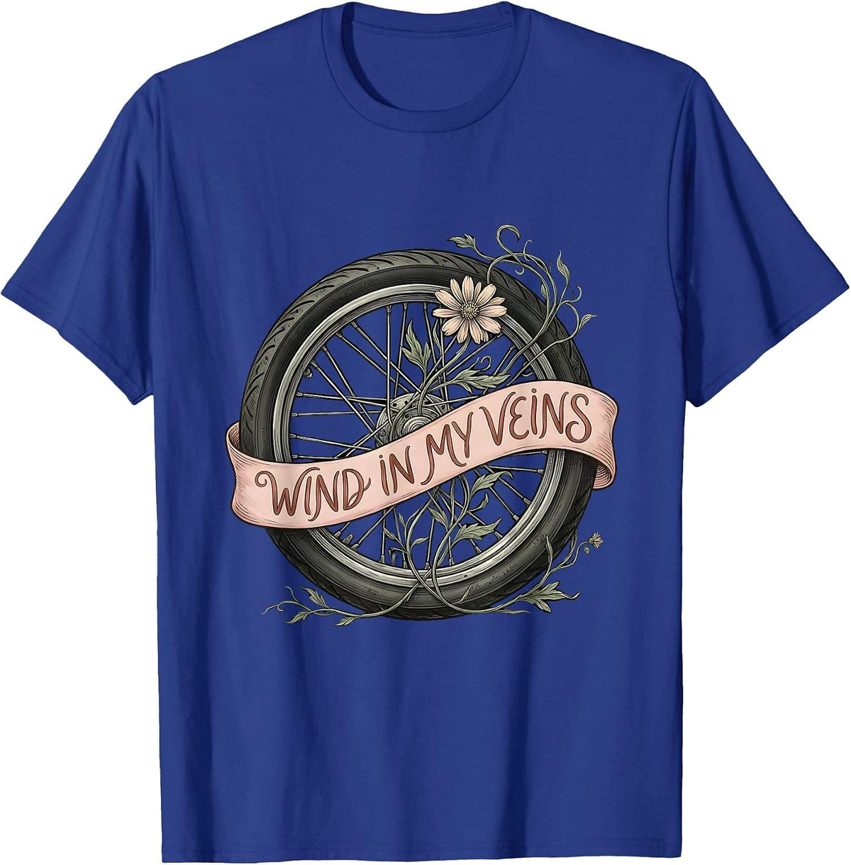 Men's Wind In My Veins Motorcycle Rider Design T-Shirt - Royal Blue