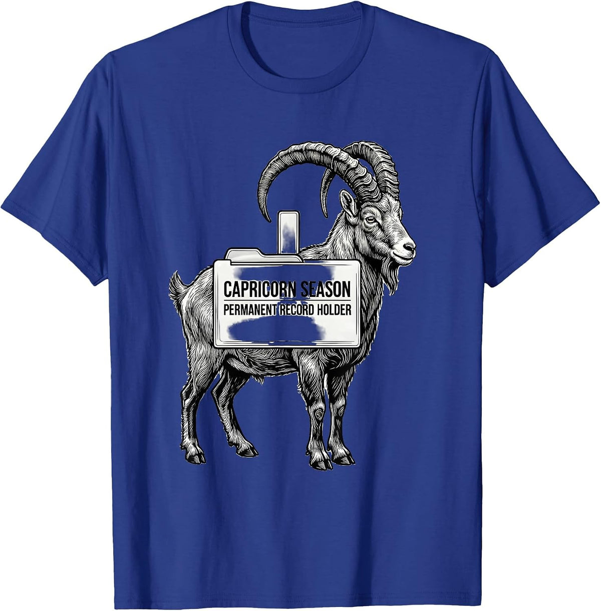 Men's CAPRICORN SEASON: PERMANENT RECORD HOLDER Zodiac T-Shirt - Royal Blue
