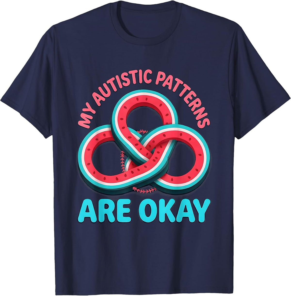 Men's My Autistic Patterns Are Okay Funny Neurodivergent Awareness T-Shirt - Navy Blue