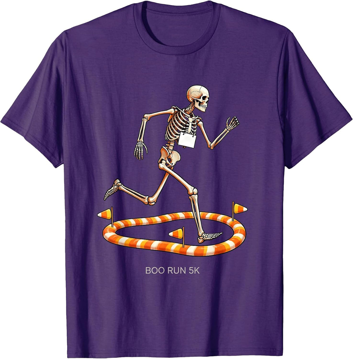 Men's Boo Run 5K Funny Skeleton Halloween Fun Run Matching T-Shirt - Purple
