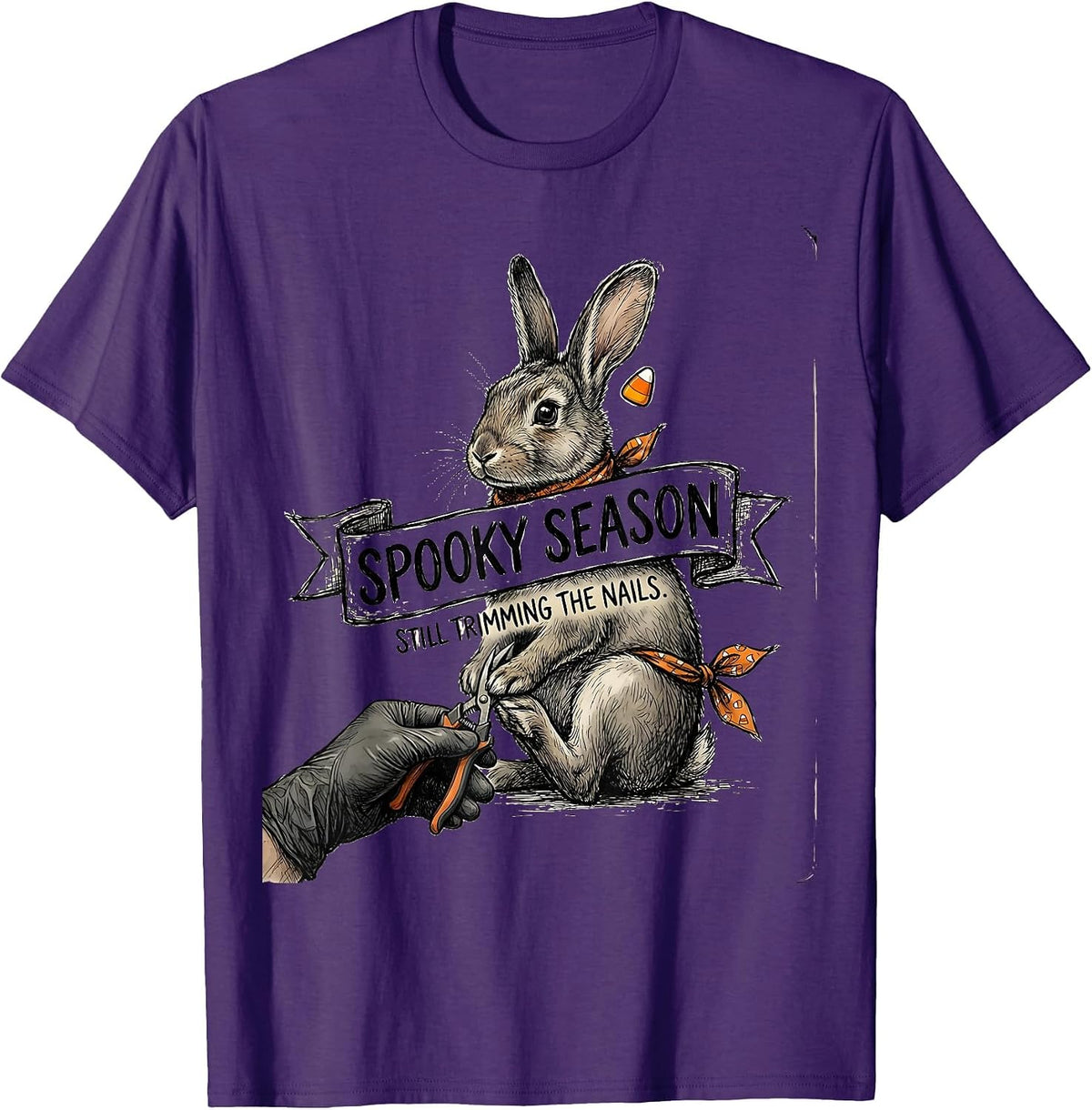 Spooky Season, Still Trimming The Nails Vet Tech T-Shirt - Purple