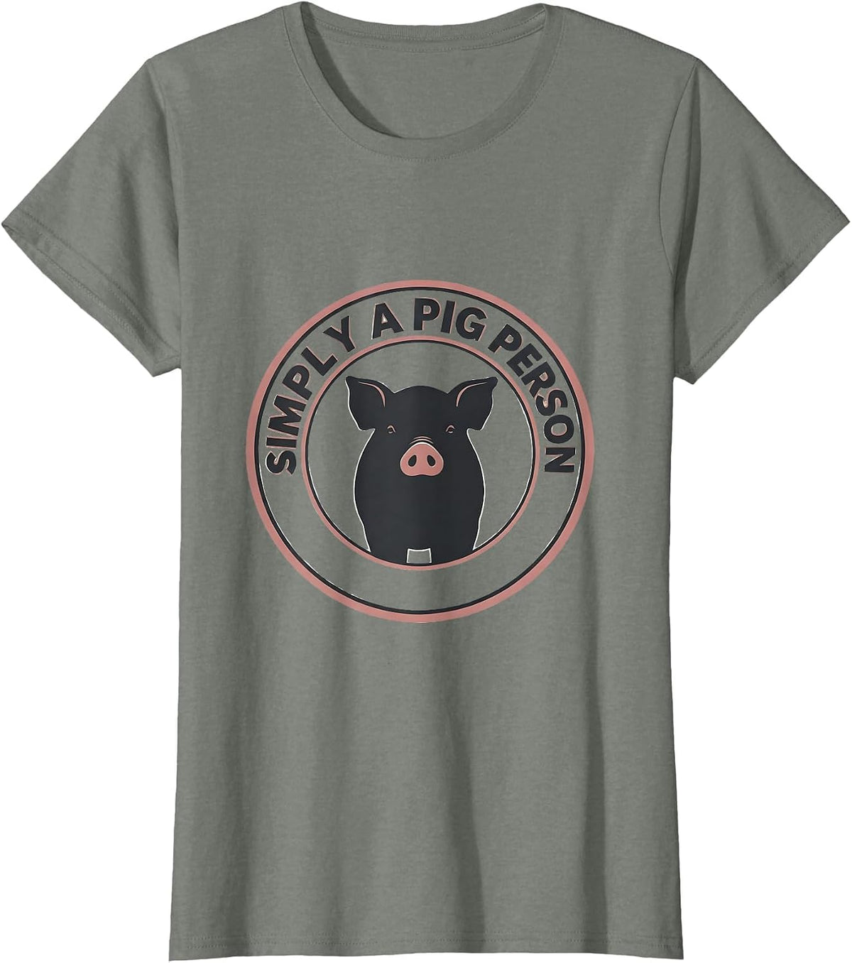 Simply A Pig Person Minimalist Design T-Shirt - Olive Heather