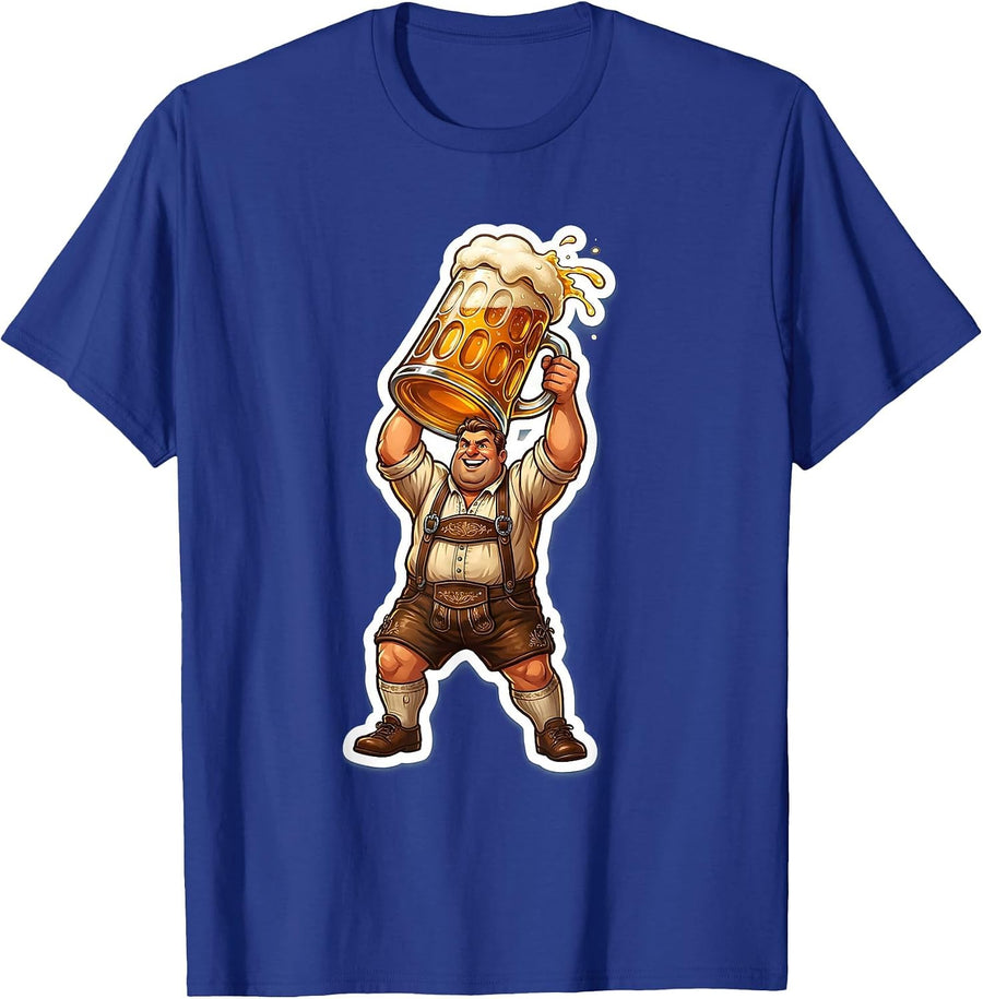 Lederhosen Beer Stein Cheers Oktoberfest Graphic T-Shirt - Royal Blue