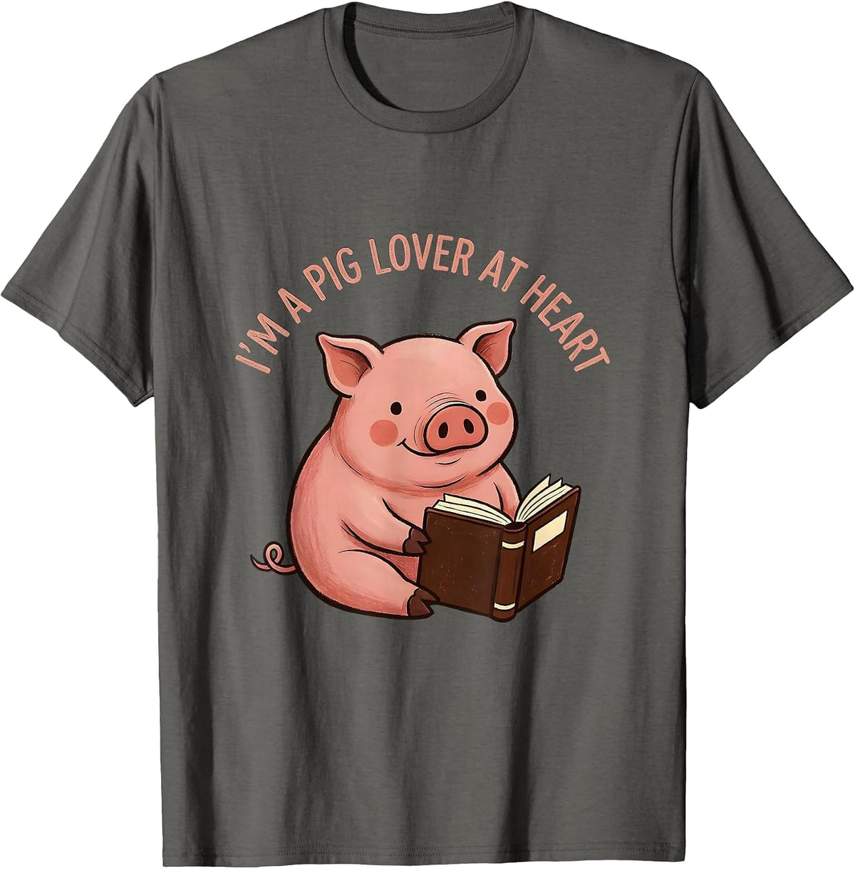 Men's I'm A Pig Lover At Heart Cute Pig Farm Animal Lover T-Shirt - Asphalt Grey