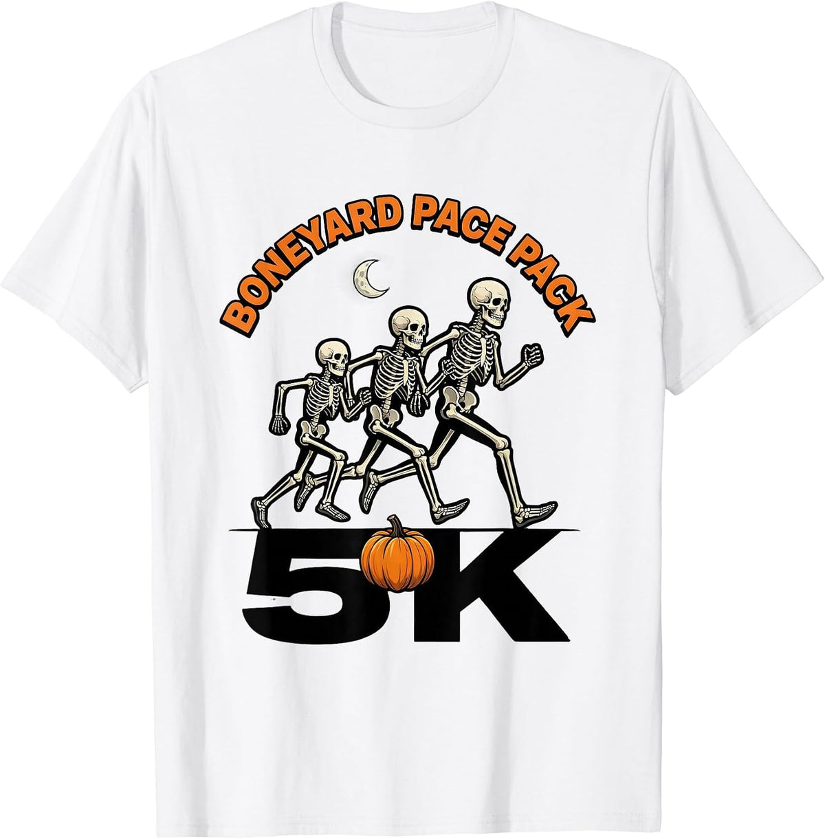 Men's Boneyard Pace Pack 5K Funny Halloween Skeleton Runner Race T-Shirt - White