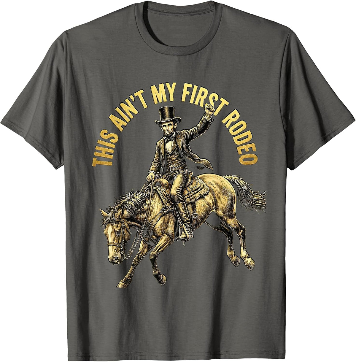 Men's This Ain't My First Rodeo Cowboy Design T-Shirt - Asphalt Grey