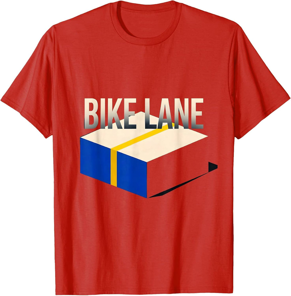 Men's BIKE LANE Isometric Vector Halloween Road Sign Costume T-Shirt - Red