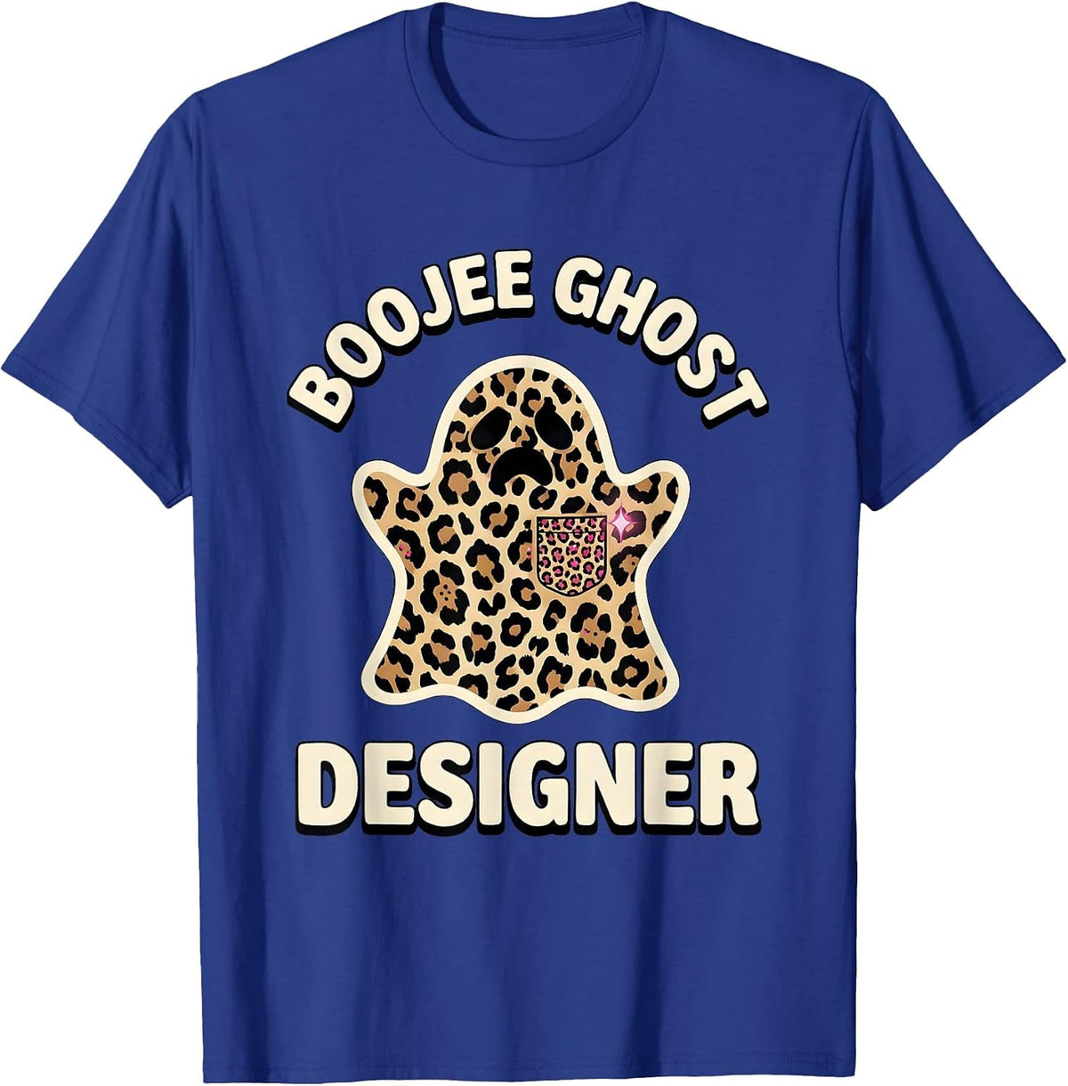 Men's Boojee Ghost Designer Leopard Glam Halloween Party T-Shirt - Royal Blue