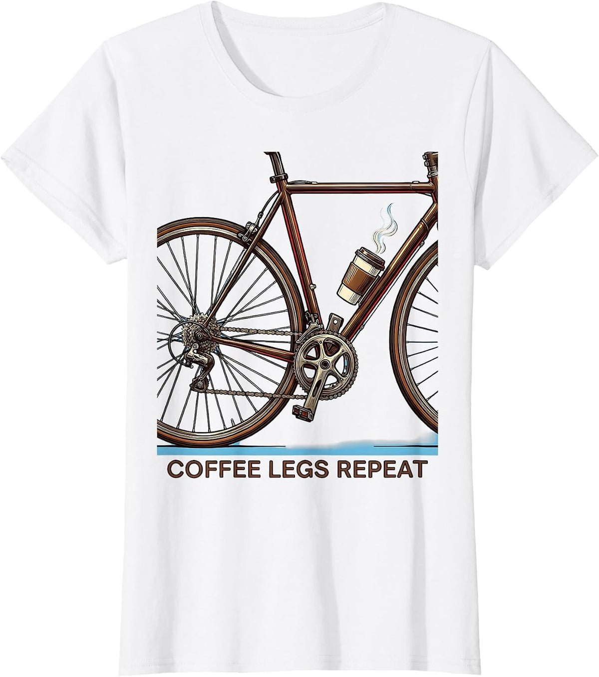 Coffee Legs Repeat Cycling Design T-Shirt - White