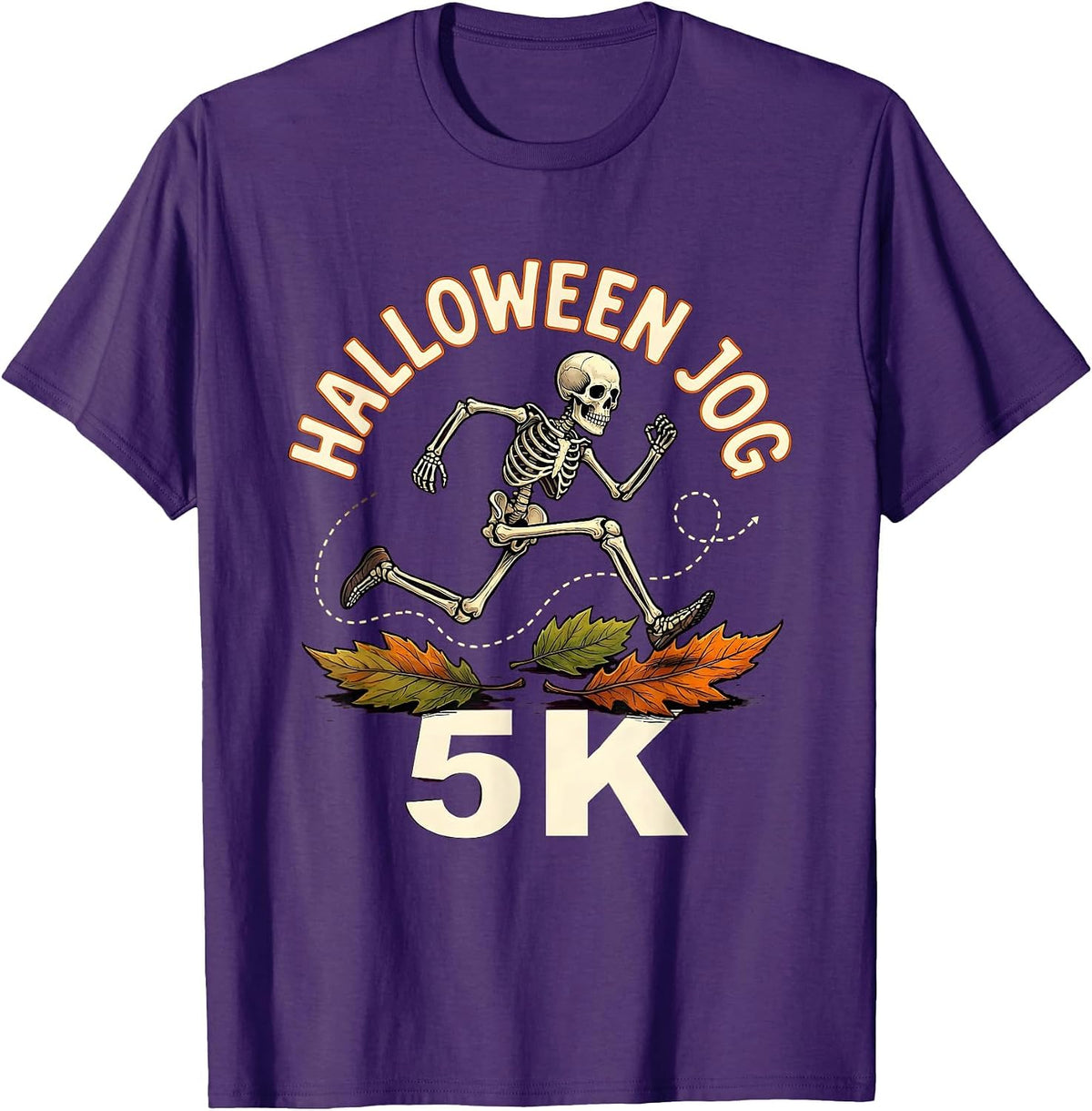 Halloween Jog 5K Funny Skeleton Runner 5K Race Matching T-Shirt - Purple