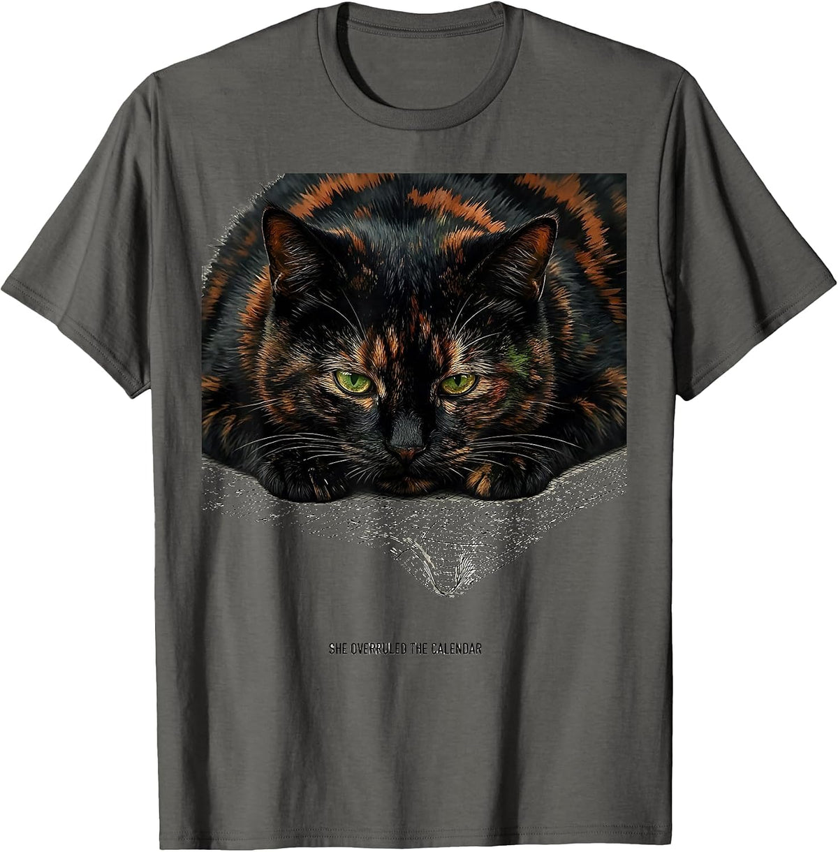 Men's She Overruled The Calendar Funny Tortie Cat Owner T-Shirt - Asphalt Grey
