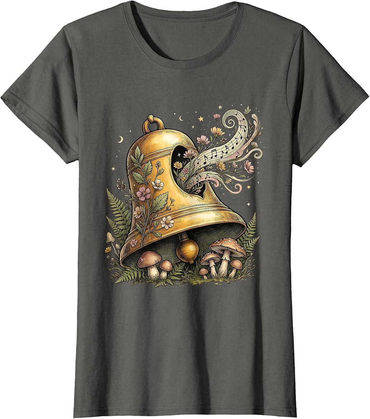 Women's 2nd Grade Teacher Ringing Bell Musical Notes T-Shirt - Asphalt Grey