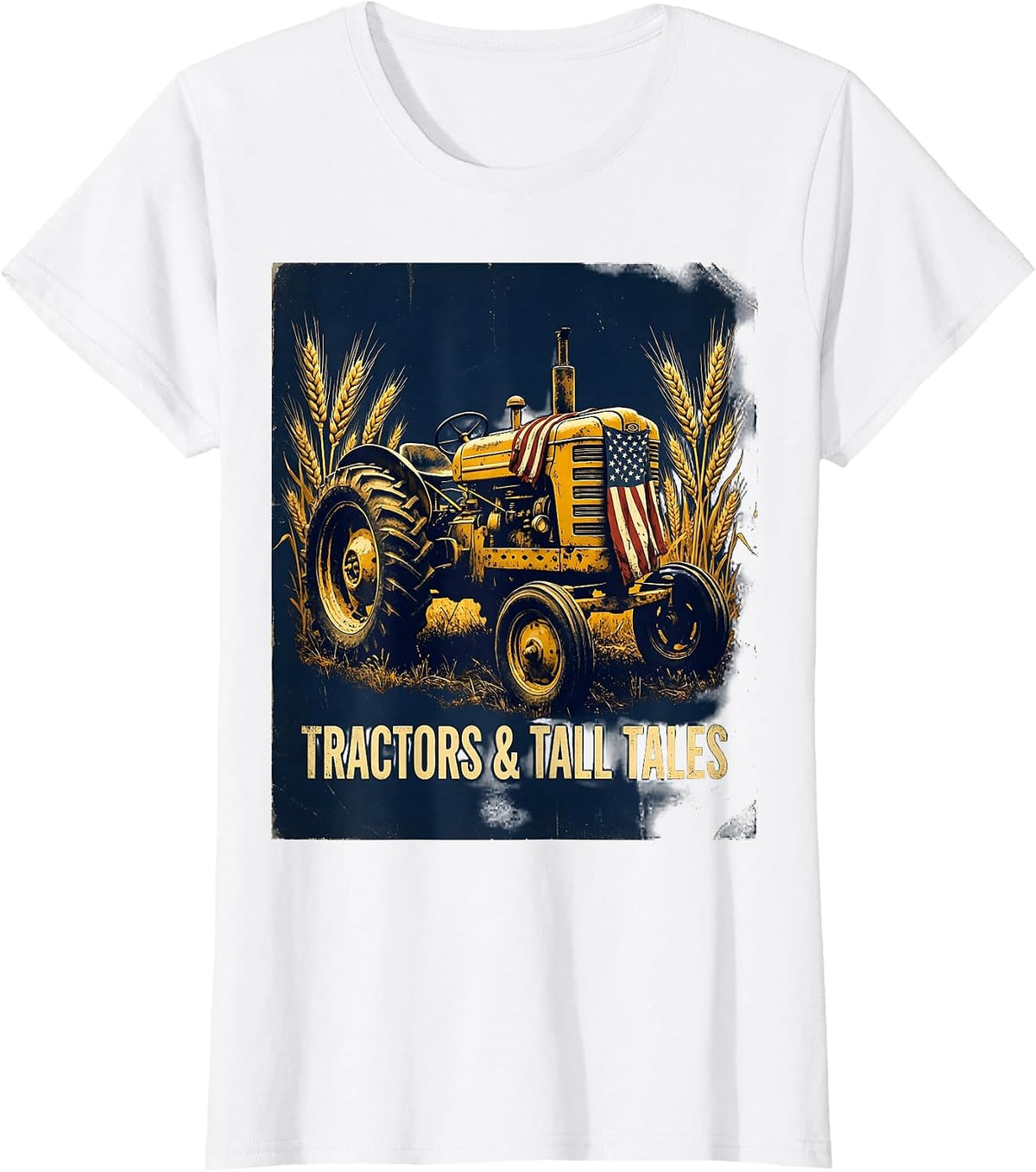 Tractors & Tall Tales Vintage Farmer Design T-Shirt - White
