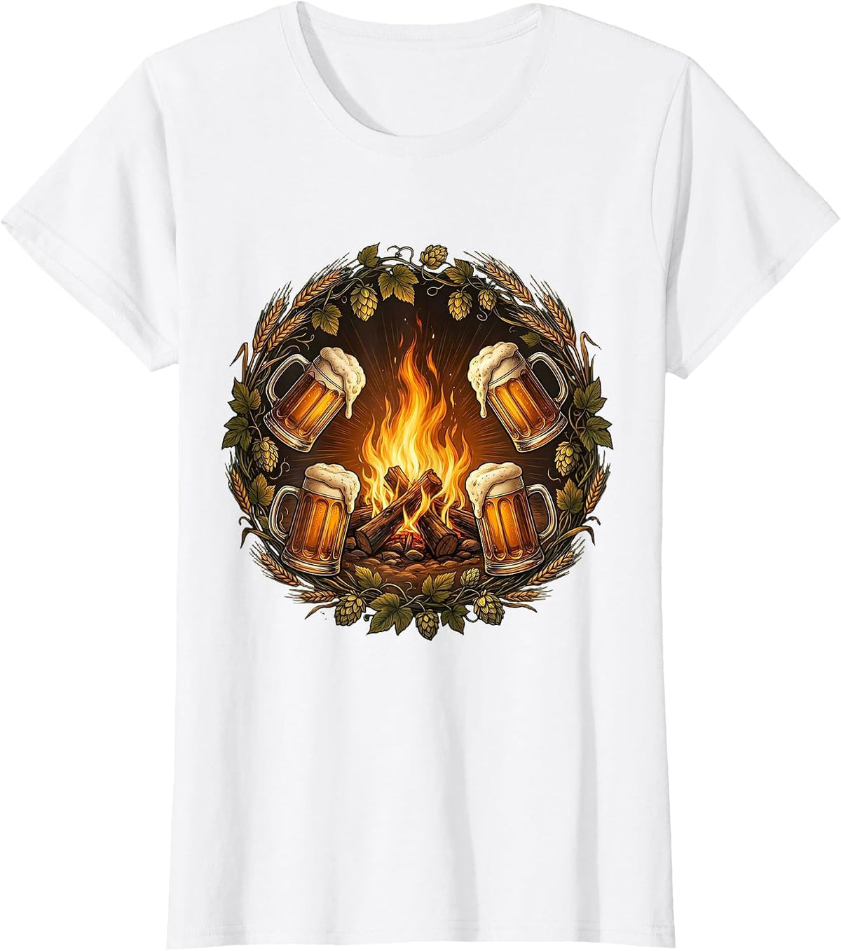 Women's Prost Campfire Mug Raise Illustration T-Shirt - White