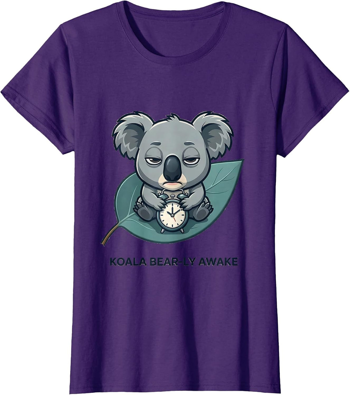 Women's Koala Bear-ly Awake Funny Koala Lover Cute Animal Humor T-Shirt - Purple