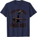 Labor Day Smoke Ends Hot Funny BBQ Cookout Party T-Shirt - Navy Blue