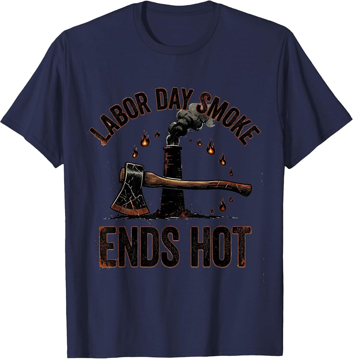 Labor Day Smoke Ends Hot Funny BBQ Cookout Party T-Shirt - Navy Blue