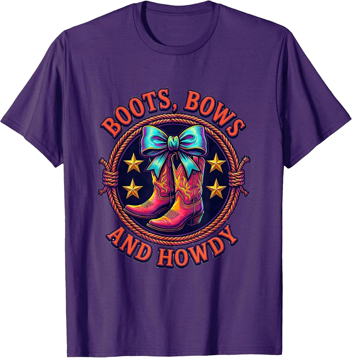 Men's Boots Bows and Howdy Western Women Design T-Shirt - Purple